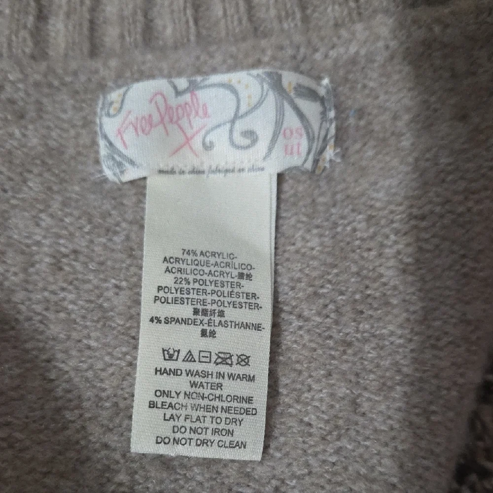Free People One Size Oversized Sweater Vest Side Tie Boho Preppy Layering Knit